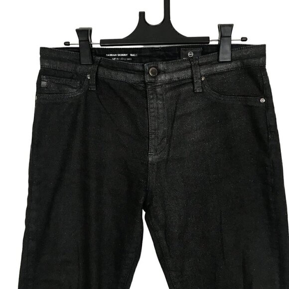ADRIANO Goldschmied The Farrah High-rise Skinny Black Jeans With Shimmer Size 30 - Picture 4 of 9